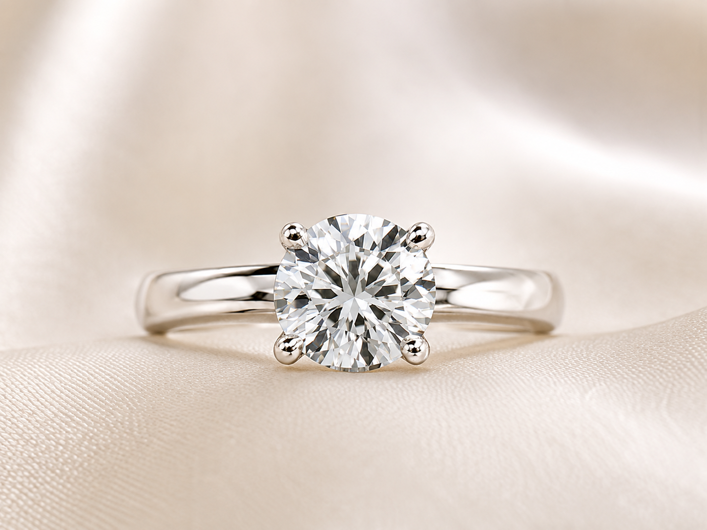 The Celeste Solitaire Ring 14K White Gold Round Lab-Grown Diamond Engagement Ring